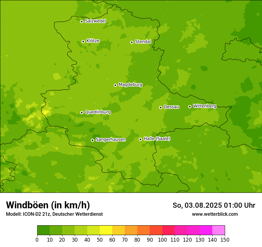 Modellkarten Windgeschwindigkeit