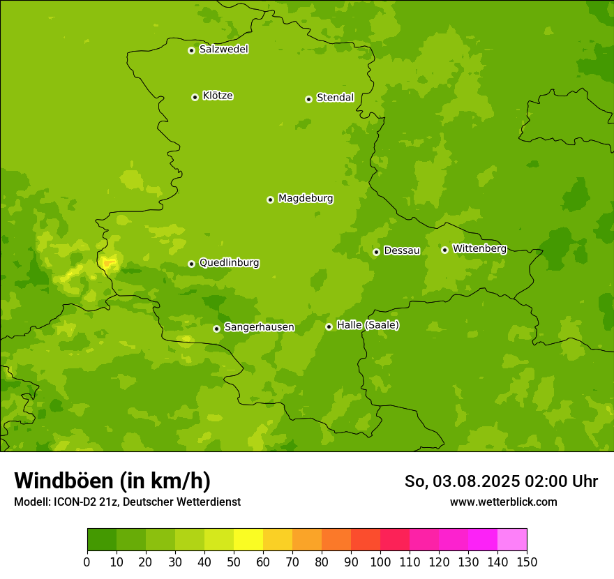 Modellkarten Windgeschwindigkeit