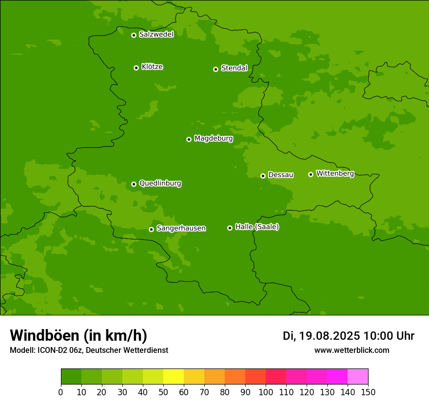 Modellkarten Windgeschwindigkeit