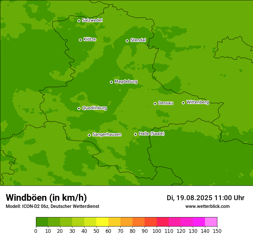 Modellkarten Windgeschwindigkeit