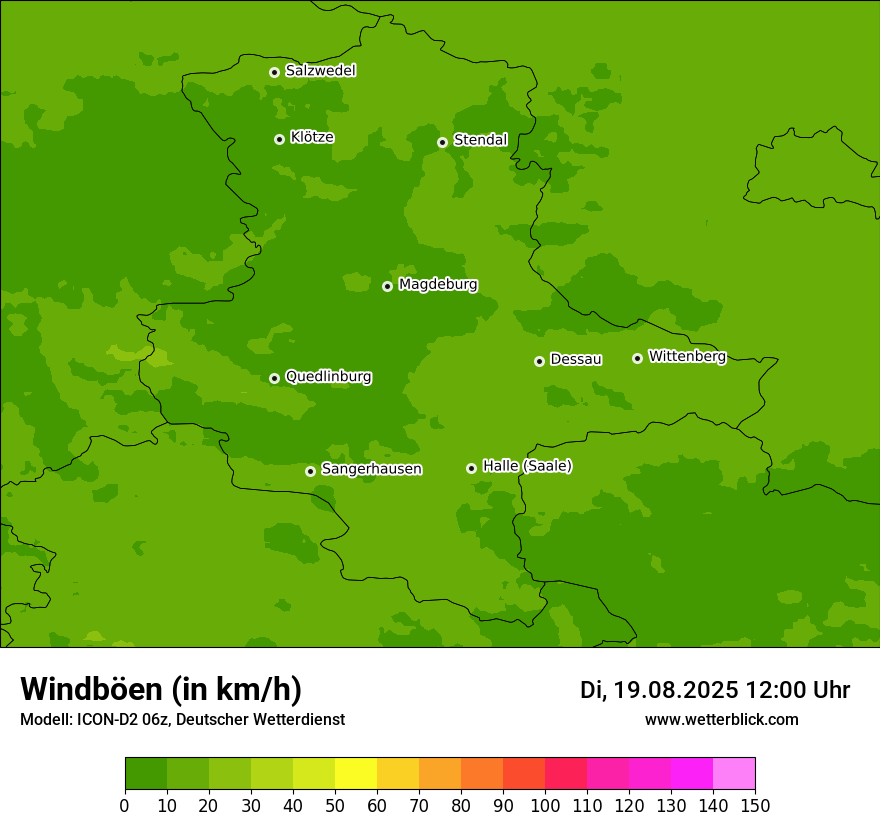 Modellkarten Windgeschwindigkeit