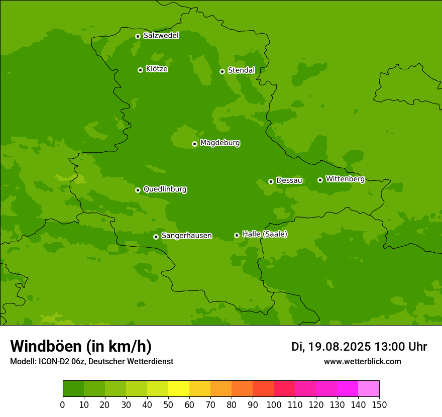 Modellkarten Windgeschwindigkeit