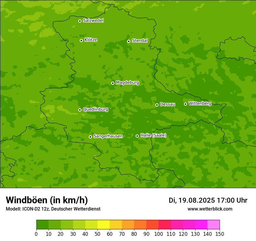Modellkarten Windgeschwindigkeit