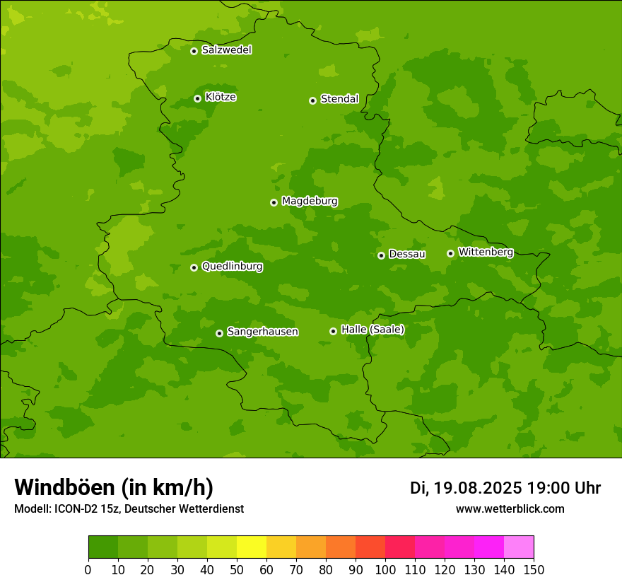 Modellkarten Windgeschwindigkeit