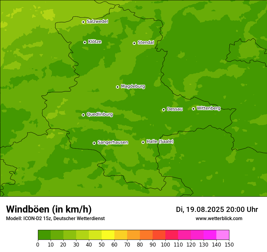 Modellkarten Windgeschwindigkeit