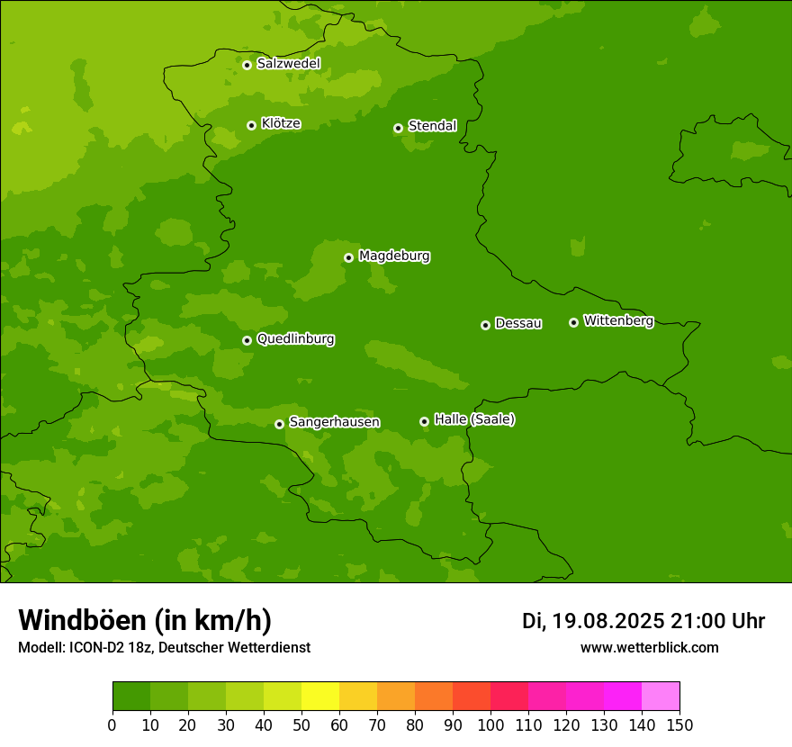 Modellkarten Windgeschwindigkeit