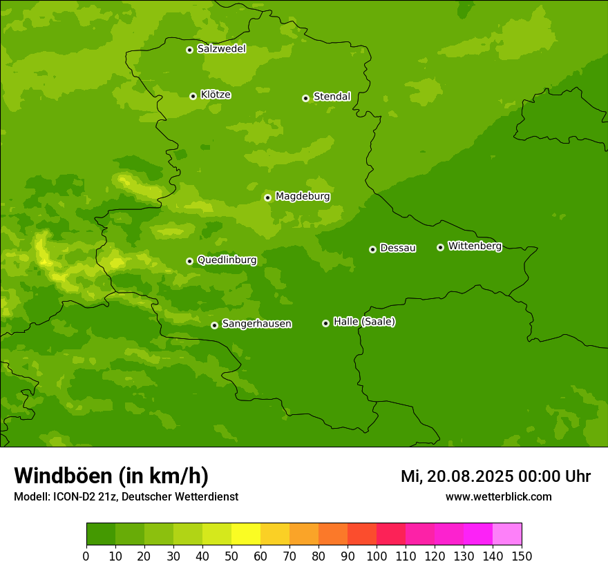 Modellkarten Windgeschwindigkeit