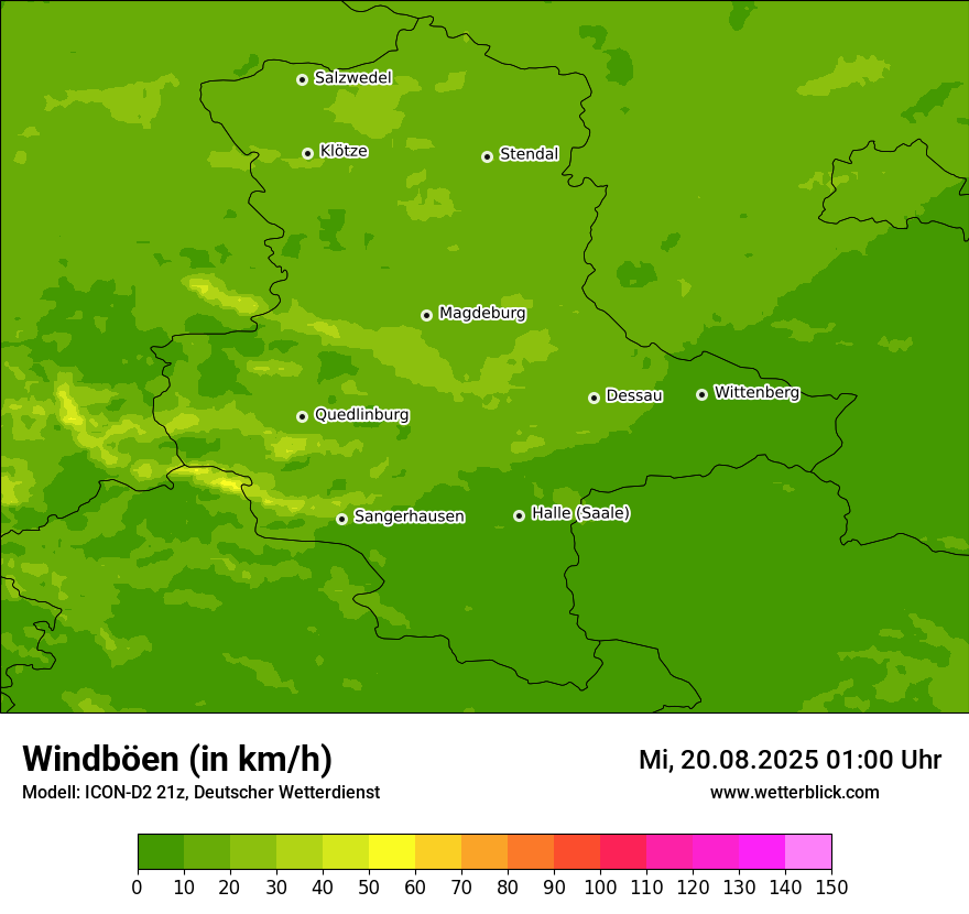Modellkarten Windgeschwindigkeit
