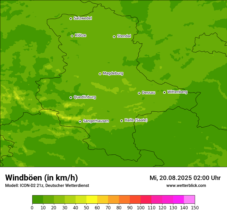 Modellkarten Windgeschwindigkeit