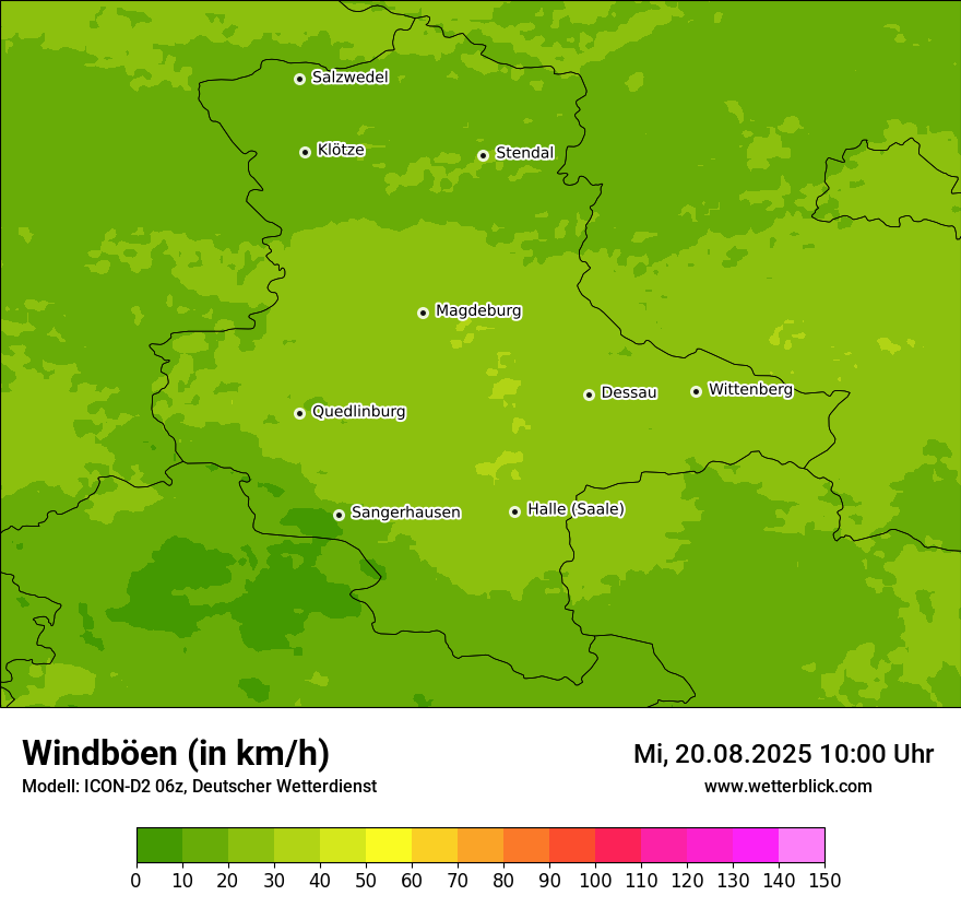 Modellkarten Windgeschwindigkeit