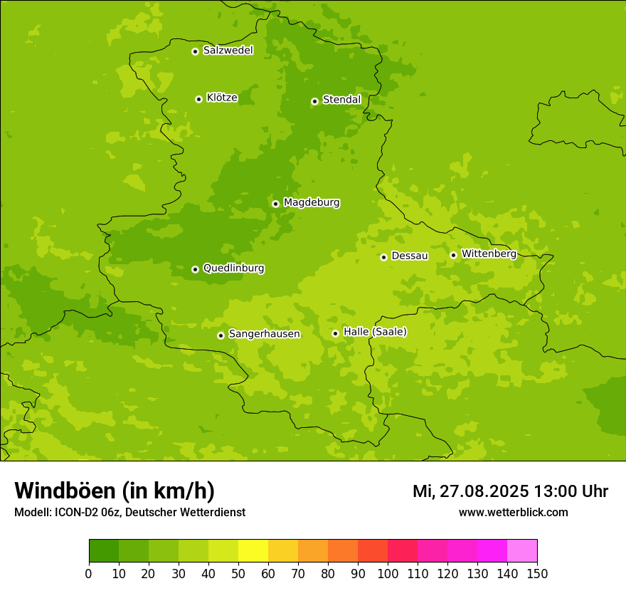 Modellkarten Windgeschwindigkeit