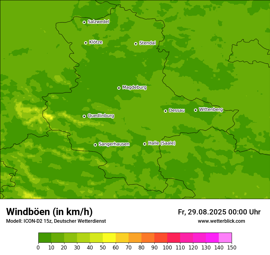 Modellkarten Windgeschwindigkeit