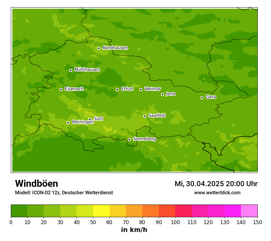 Modellkarten Windgeschwindigkeit