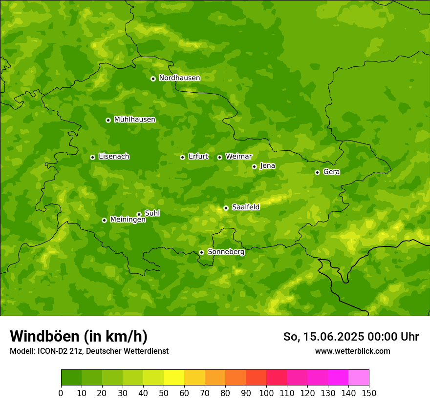 Modellkarten Windgeschwindigkeit