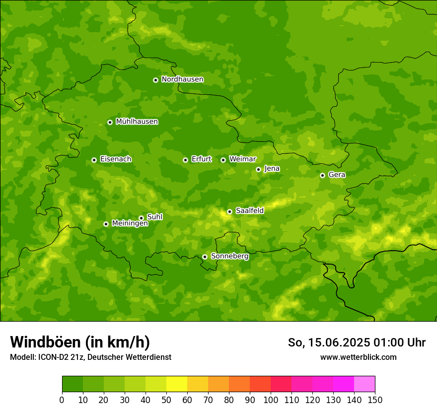 Modellkarten Windgeschwindigkeit