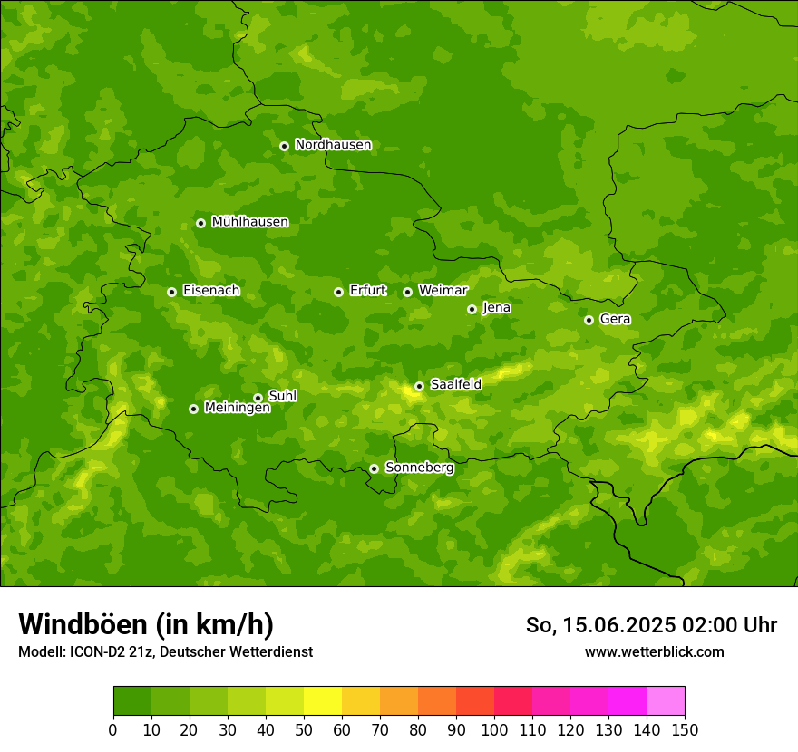 Modellkarten Windgeschwindigkeit