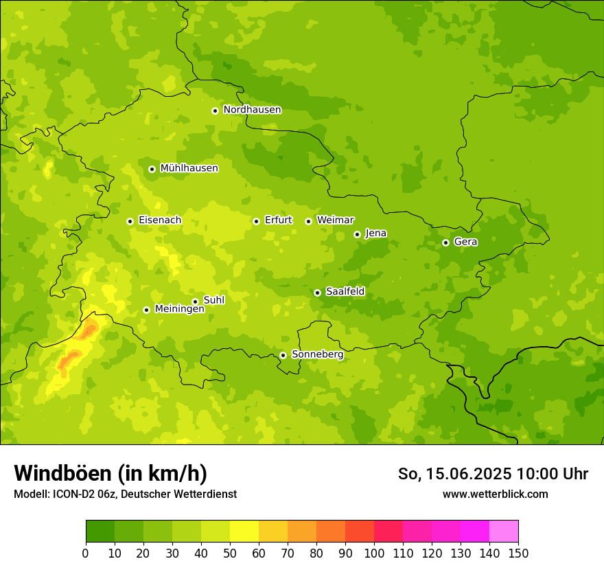 Modellkarten Windgeschwindigkeit