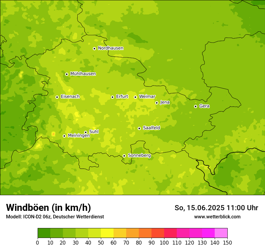 Modellkarten Windgeschwindigkeit