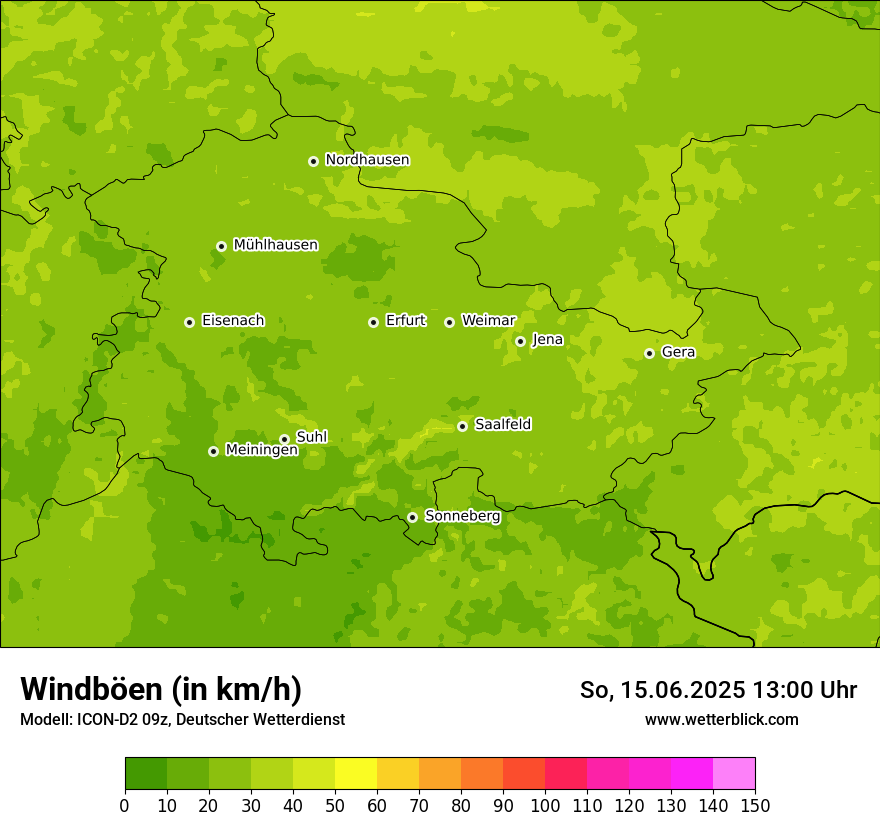Modellkarten Windgeschwindigkeit