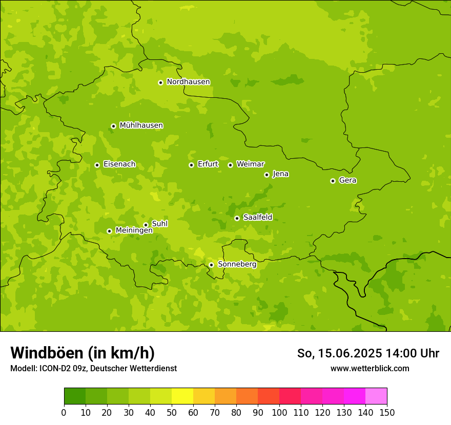 Modellkarten Windgeschwindigkeit