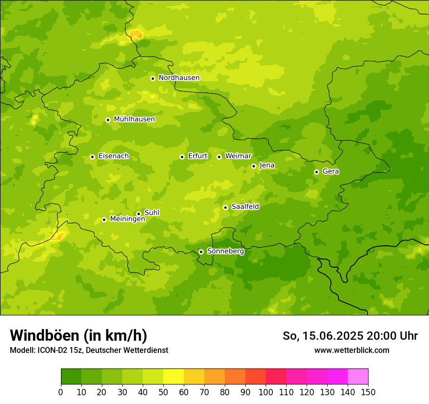Modellkarten Windgeschwindigkeit