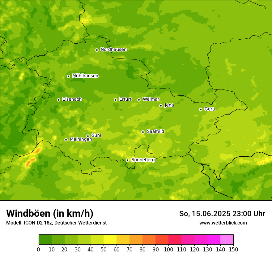 Modellkarten Windgeschwindigkeit