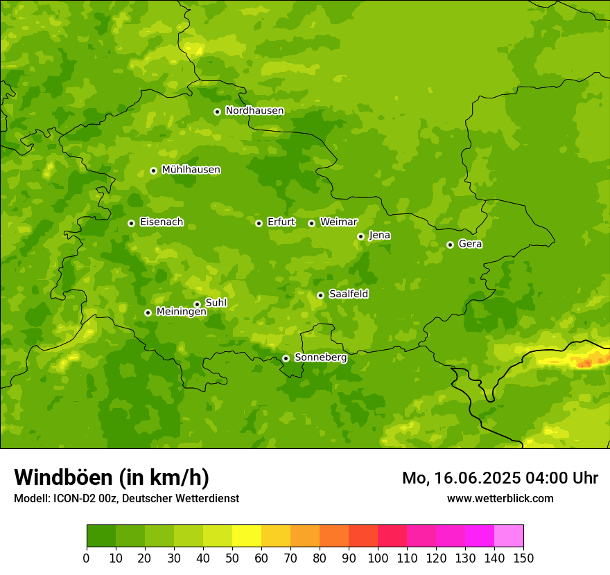 Modellkarten Windgeschwindigkeit
