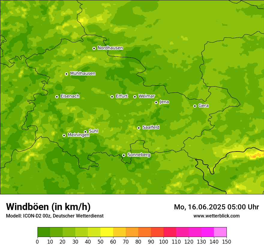 Modellkarten Windgeschwindigkeit