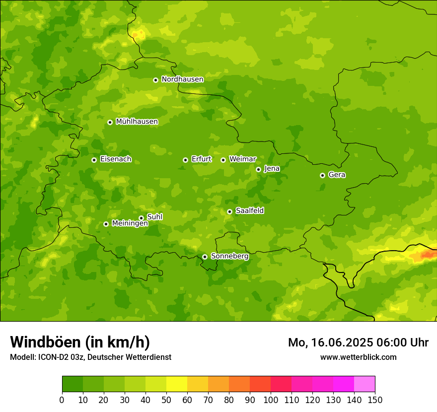 Modellkarten Windgeschwindigkeit