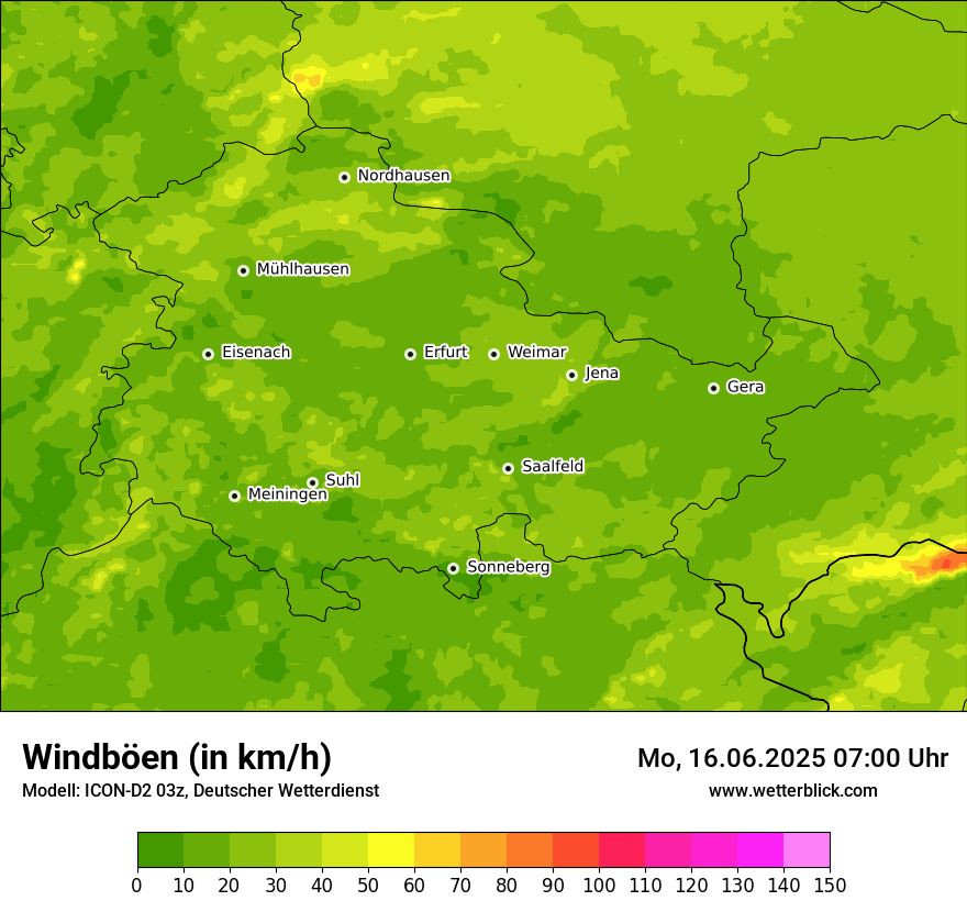 Modellkarten Windgeschwindigkeit
