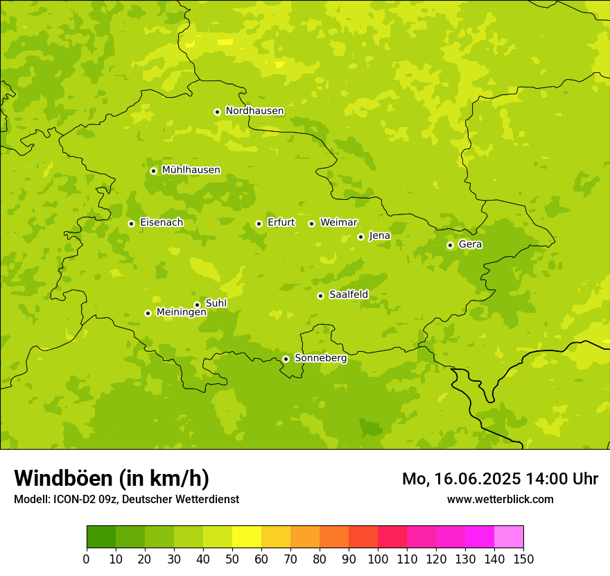 Modellkarten Windgeschwindigkeit