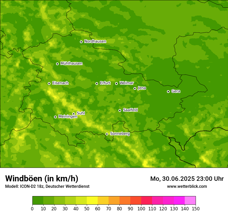 Modellkarten Windgeschwindigkeit