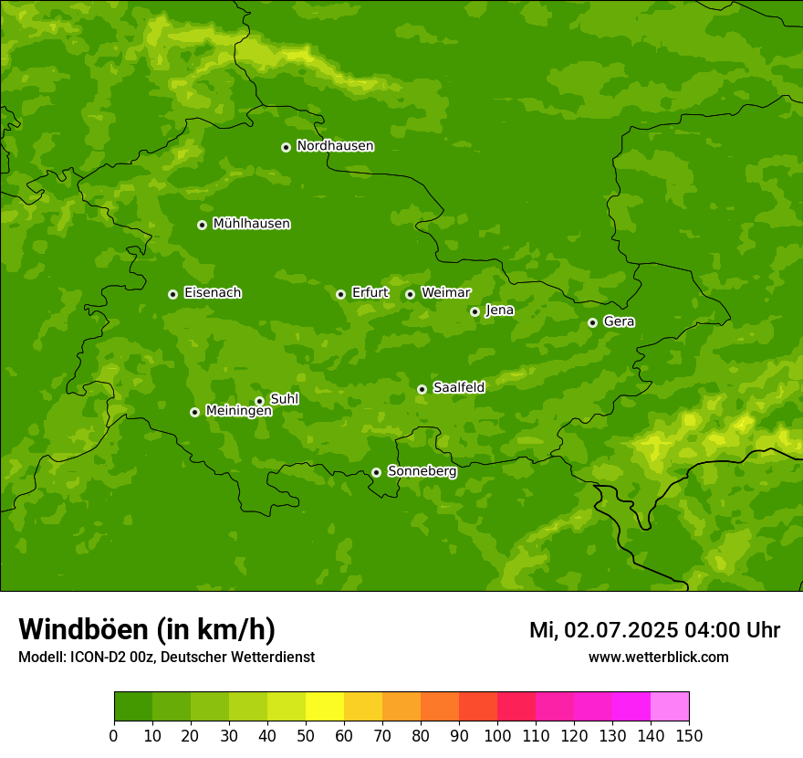 Modellkarten Windgeschwindigkeit
