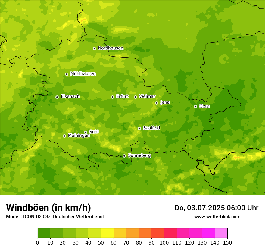 Modellkarten Windgeschwindigkeit
