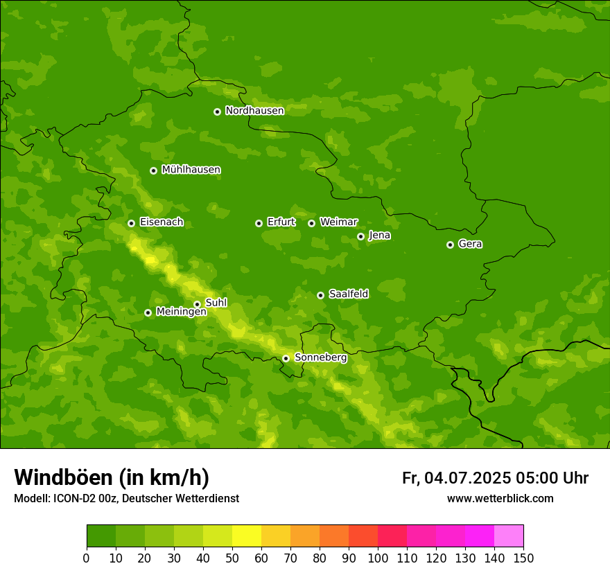 Modellkarten Windgeschwindigkeit