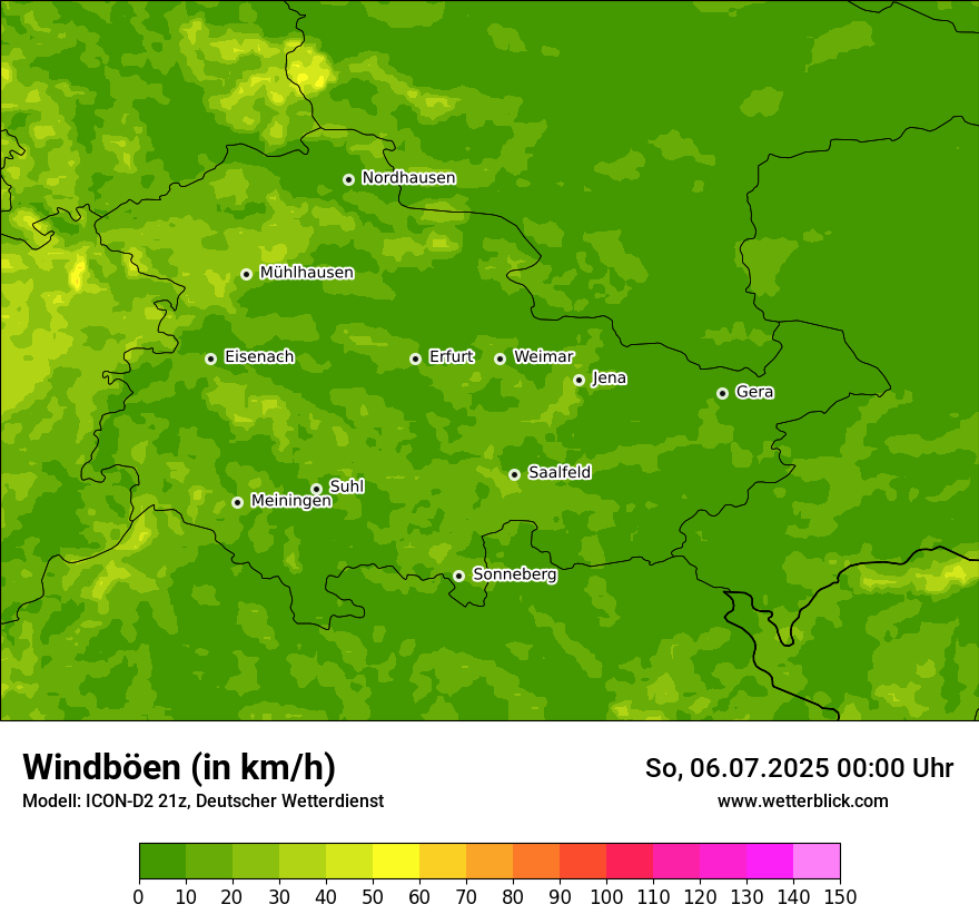 Modellkarten Windgeschwindigkeit