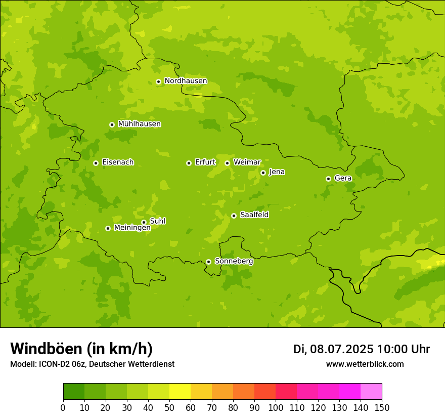 Modellkarten Windgeschwindigkeit