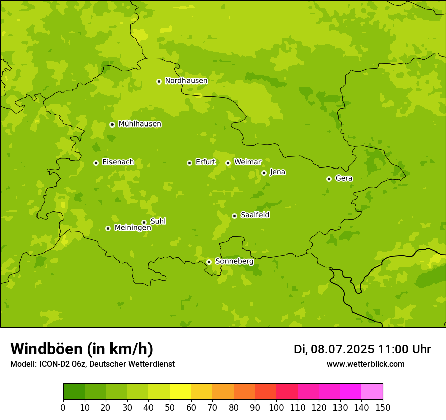 Modellkarten Windgeschwindigkeit