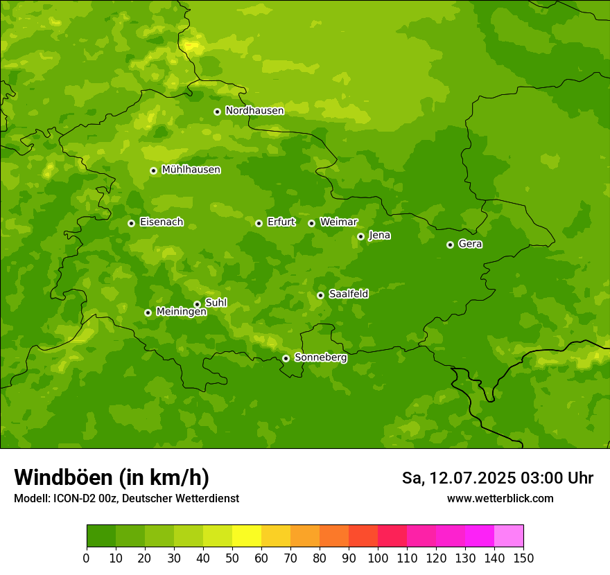 Modellkarten Windgeschwindigkeit