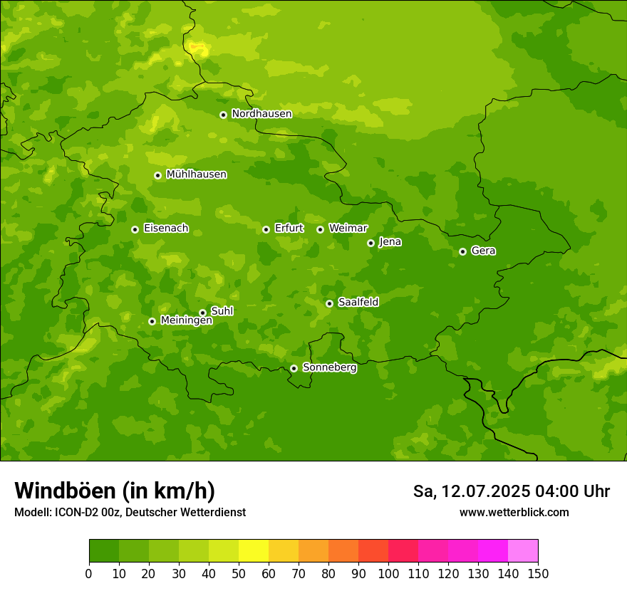 Modellkarten Windgeschwindigkeit