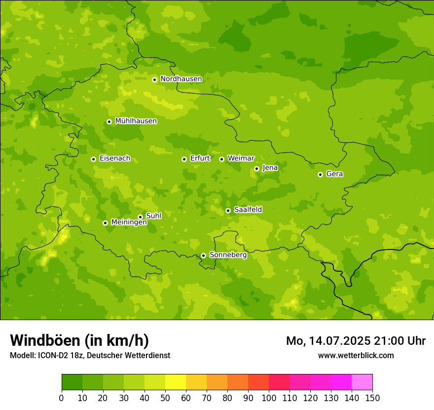 Modellkarten Windgeschwindigkeit