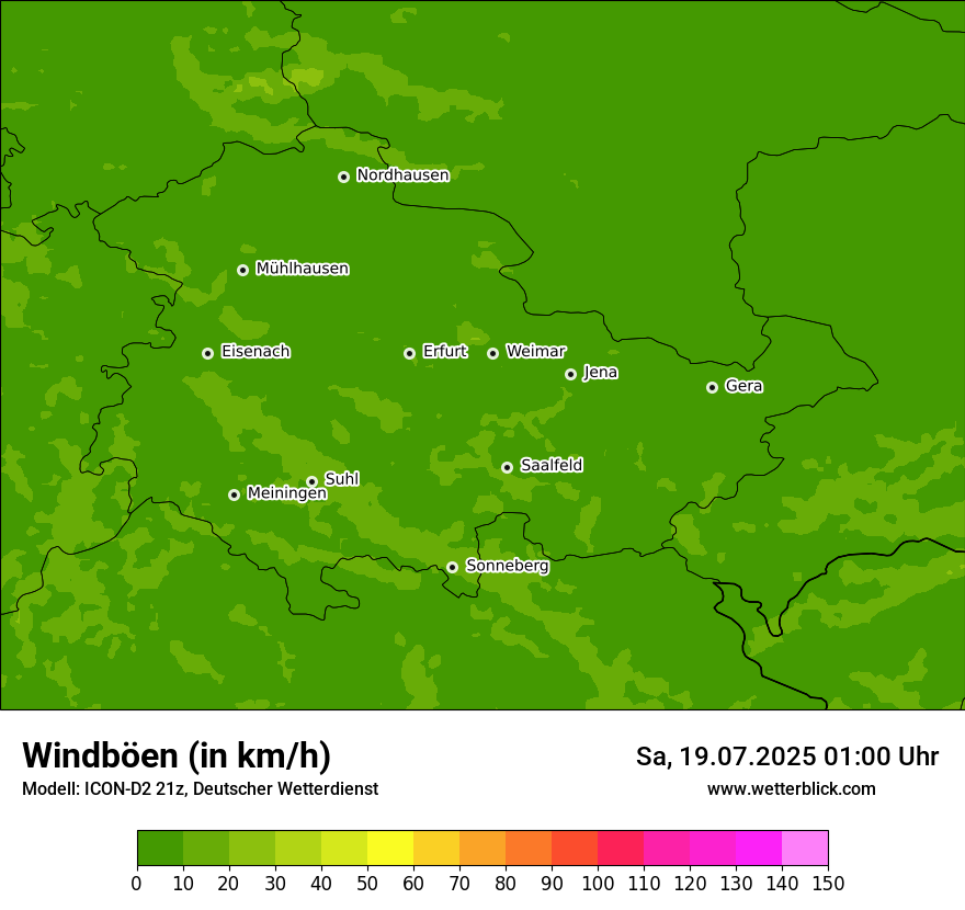 Modellkarten Windgeschwindigkeit