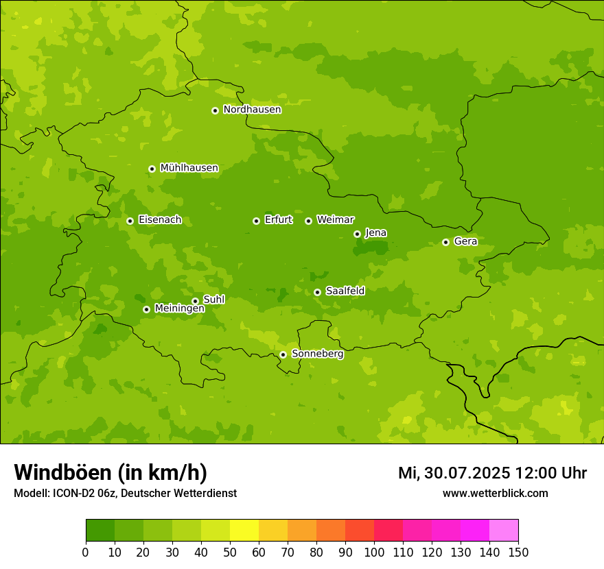 Modellkarten Windgeschwindigkeit