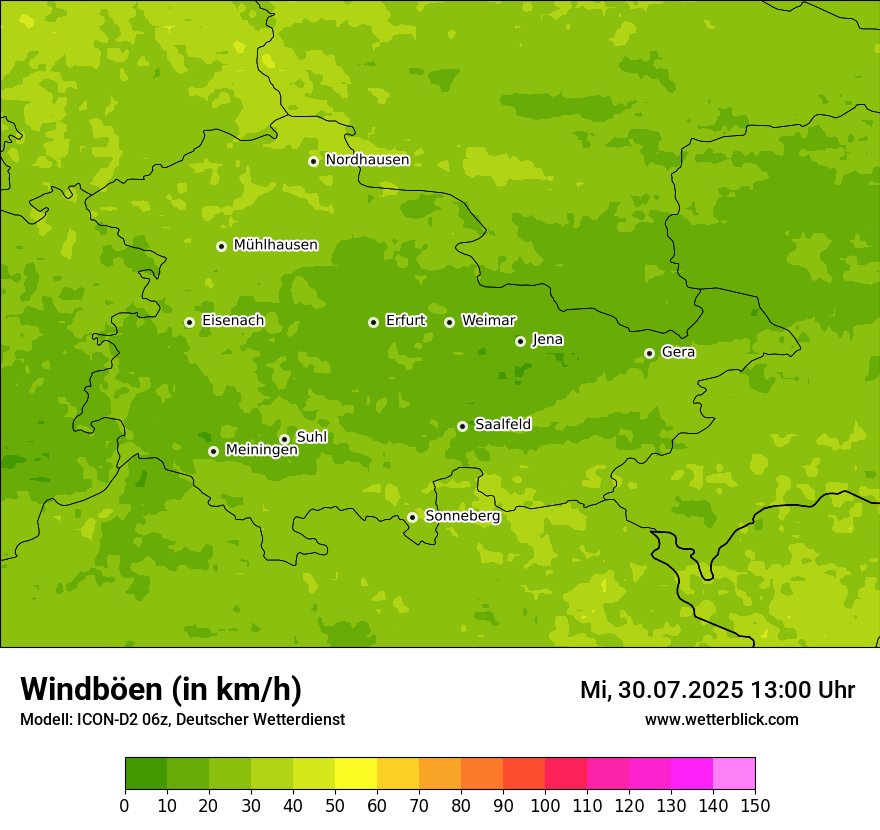 Modellkarten Windgeschwindigkeit
