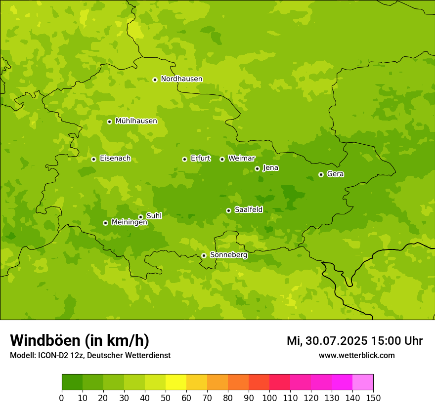 Modellkarten Windgeschwindigkeit