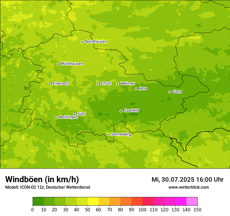 Modellkarten Windgeschwindigkeit