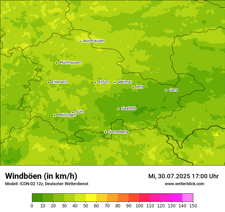 Modellkarten Windgeschwindigkeit