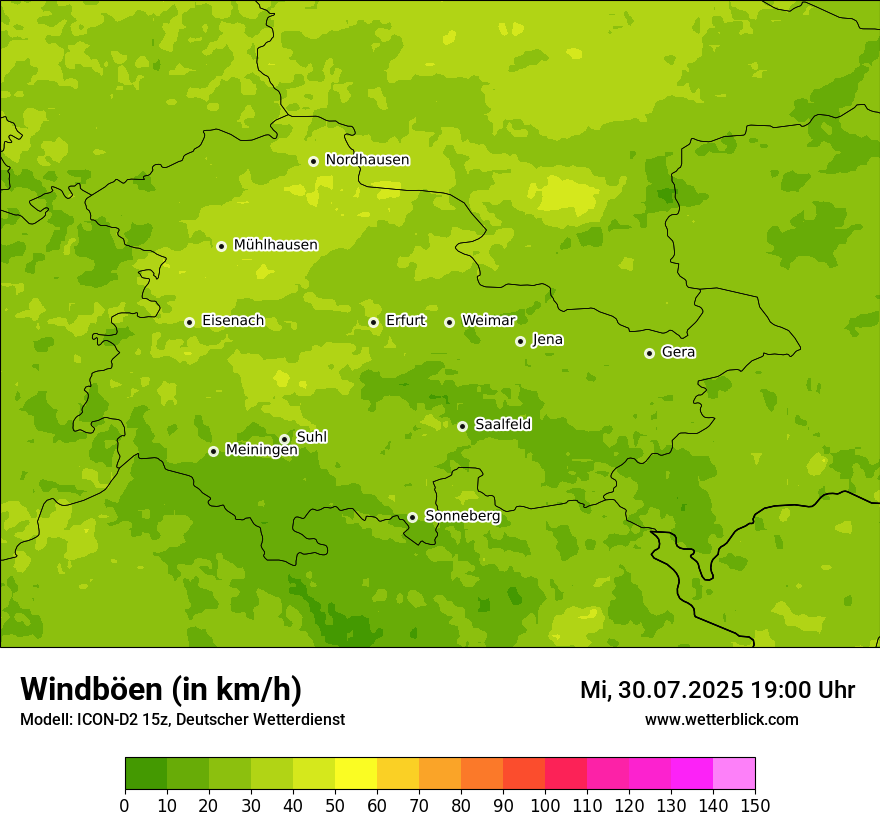 Modellkarten Windgeschwindigkeit