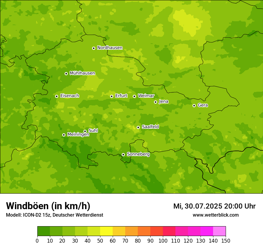 Modellkarten Windgeschwindigkeit