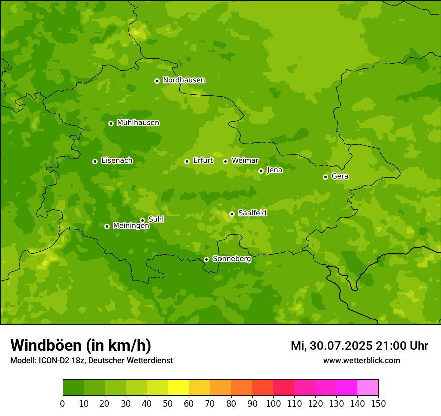 Modellkarten Windgeschwindigkeit